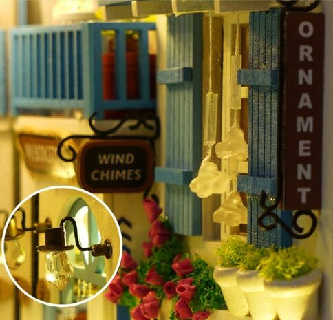 Book Nook - mini 3D wereld - Sea Breeze balkon met lamp