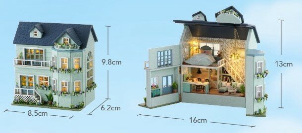 Mini Dollhouse - Villa - Warm House afmetingen