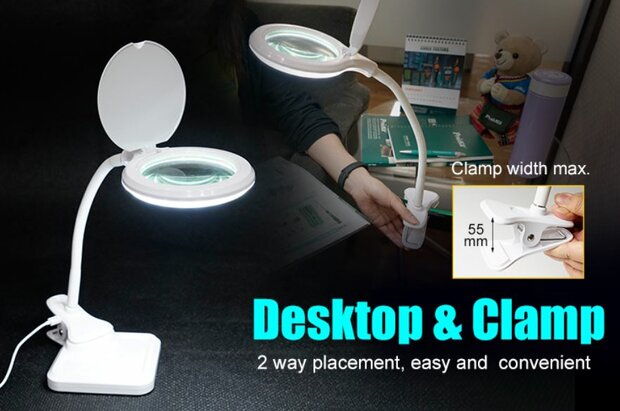 Diamond Painting - 2 in 1 USB Magnifying LED Loeplamp - dimbaar tafelklem