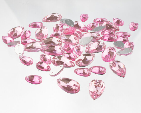 Naaistenen druppel Kleur Light Rose 10,5x18mm