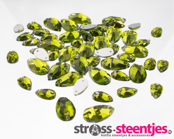 Naaistenen druppel Kleur Olivine 10,5x18mm met logo