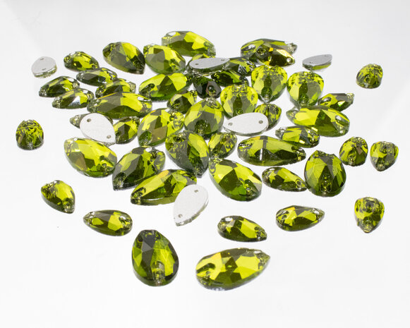 Naaistenen druppel Kleur Olivine 10,5x18mm