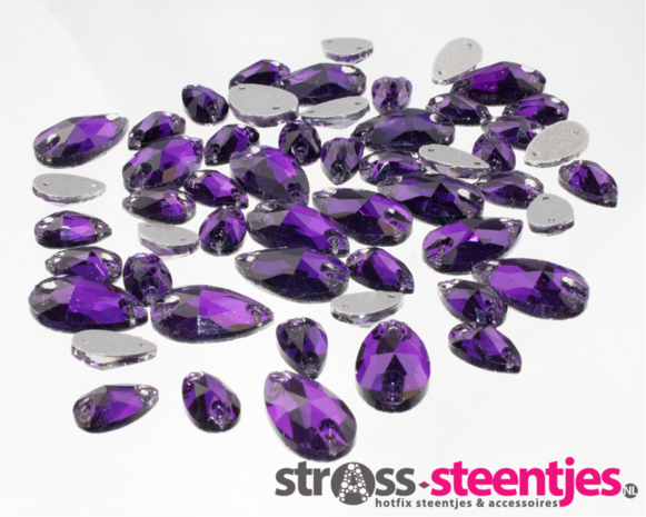 Naaistenen druppel Kleur Purple Velvet 10,5x18mm