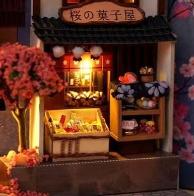 Book Nook - mini 3D wereld - Cherry Blossoms Alley winkeltje