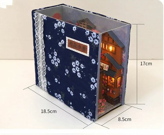 Book Nook - mini 3D wereld - Cherry Blossoms Alley afmetingen