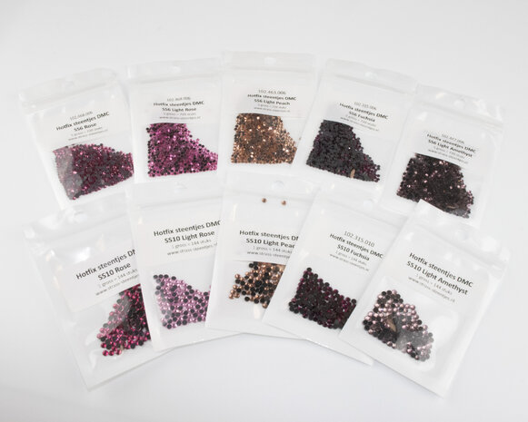 Kleurenpakket Pink - Small (SS6 en SS10) - Premium DMC kwaliteit Hotfix