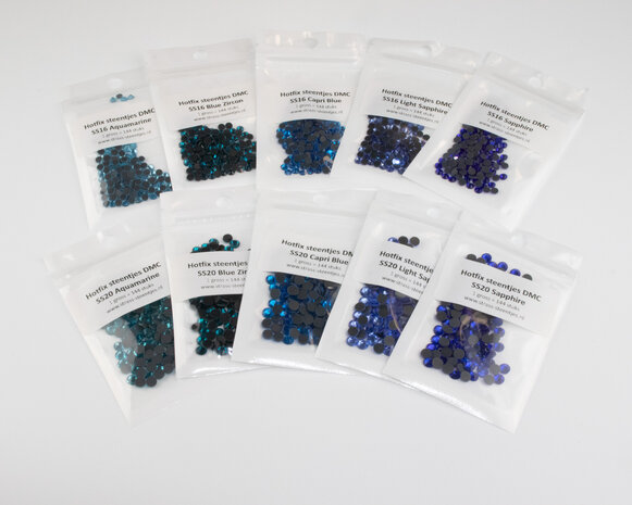 Kleurenpakket Sea - Large (SS16 en SS20) - Premium DMC kwaliteit Hotfix
