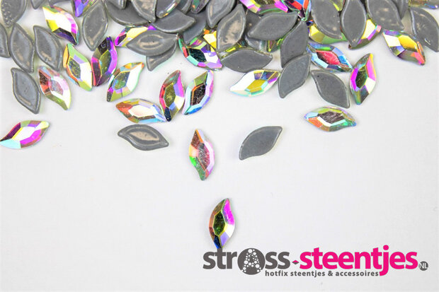 Blaadje 8 mm Crystal AB Hotfix Rhinestones Superior kwaliteit  met logo