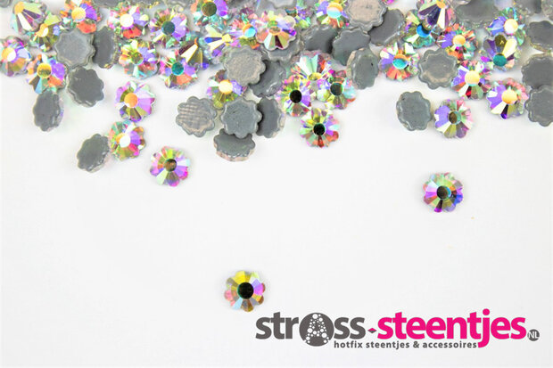 Bloemetje 5mm Crystal AB Hotfix Rhinestones Figuren Superior kwaliteit (1027) (per 36 stuks)met logo