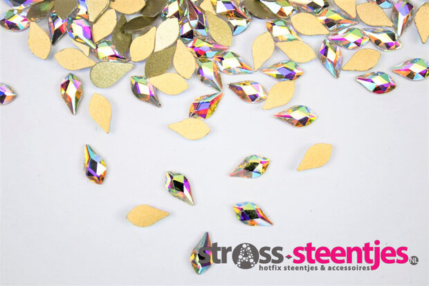 Bolle Druppel met punt 9 mm Crystal AB Non hotfix Rhinestones figuren Superior Glamour kwaliteit  (5026) met logo