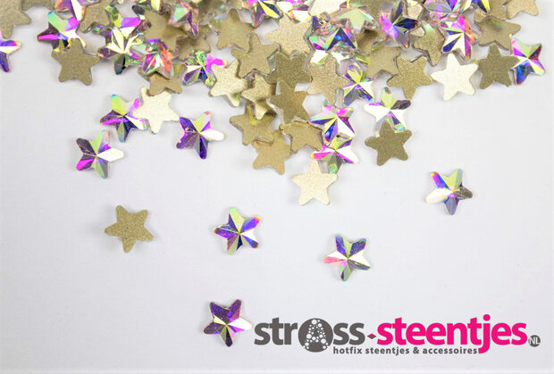 Sterretje 7 mm Crystal AB Non hotfix Rhinestones figuren Superior Glamour kwaliteit  (5034) met logo