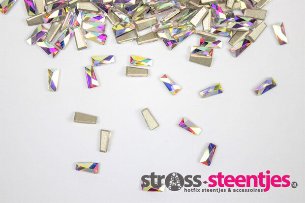 Smalle Trapeze 6 mm Crystal AB Non hotfix Rhinestones figuren Superior Glamour kwaliteit met logo