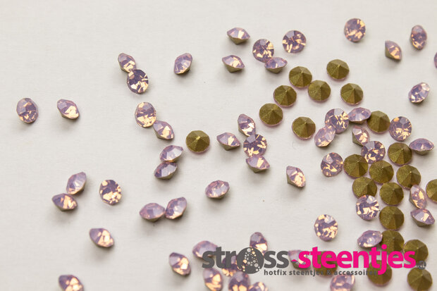 Pink Opal SS20 Pointed Back Rhinestones (per 72 stuks) met logo