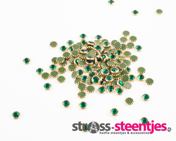 Hotfix Trim SS 16 Kleur Blue Zircon in Gold cup (per 144 stuks) met logo
