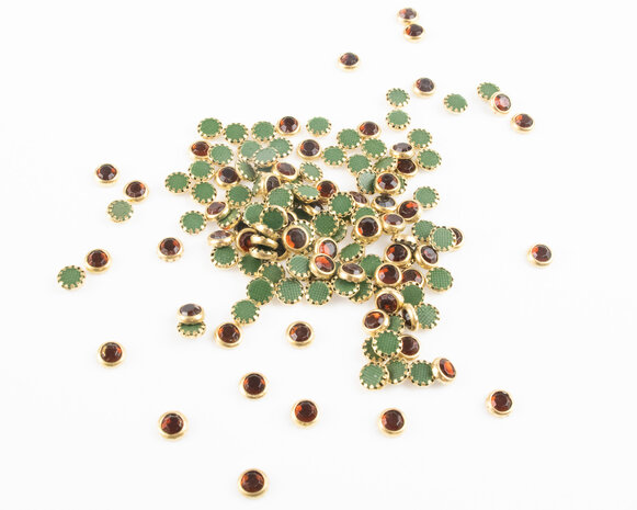 Hotfix Trim SS 16 Kleur Smoked-Topaz in Gold cup (per 144 stuks)