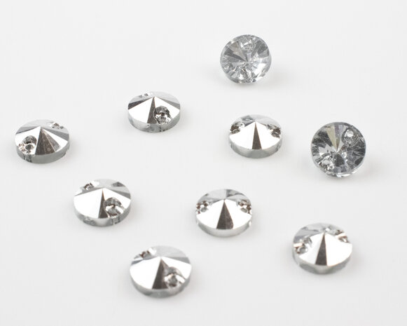 Naaistenen Rivoli Silver (8mm) per 9 stuks
