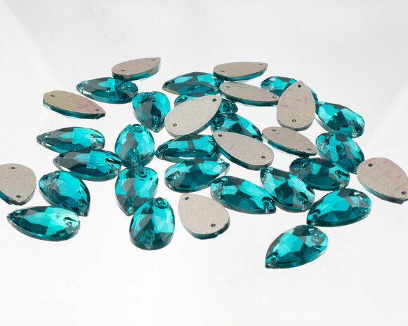 Naaistenen Pear Peacock Blue (7x12mm) per 9 stuks