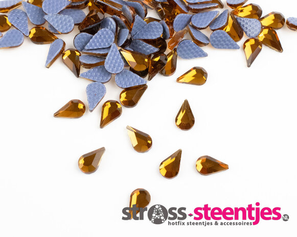 Druppel Vlak 8 mm Topaz Hotfix Rhinestones Figuren Superior Glamour (010)  met logo