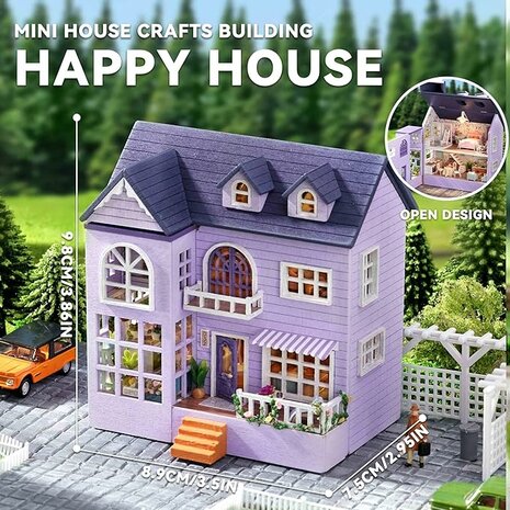 Mini Dollhouse - Villa - Happy House met afmetingen