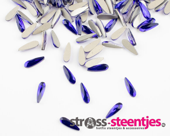 Druppel smal 8 mm Cobalt Non hotfix Rhinestones figuren Superior Glamour met logo