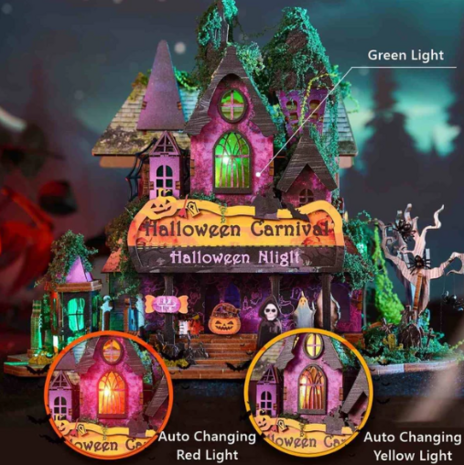 Mini Dollhouse - Halloween Night met groene verlichting