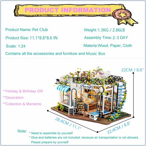 Mini Dollhouse - Shop - Pet Club beschrijving