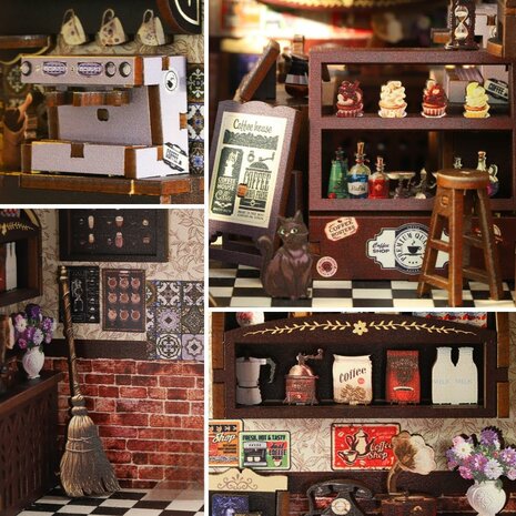 Book Nook - mini 3D wereld - Maggic Coffee details interieur