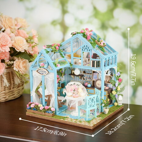 Zelfbouw Mini Dollhouse - tuinkamer - Floral Reverie afmetingen