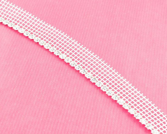Metal Banding SS20 (5mm) Crystal - Silver Banding 1 rij met wit gaasband aan 1 kant