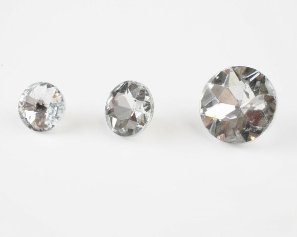 Alle Strass knopen 16 mm, 18 mm en 25mm crystal vooraanzicht