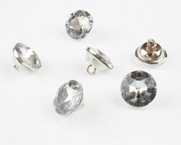 Strass knopen 18 mm crystal