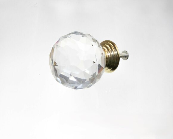 Deurknoppen 40 mm Gouden voet Kleur Crystal zijaanzicht 2