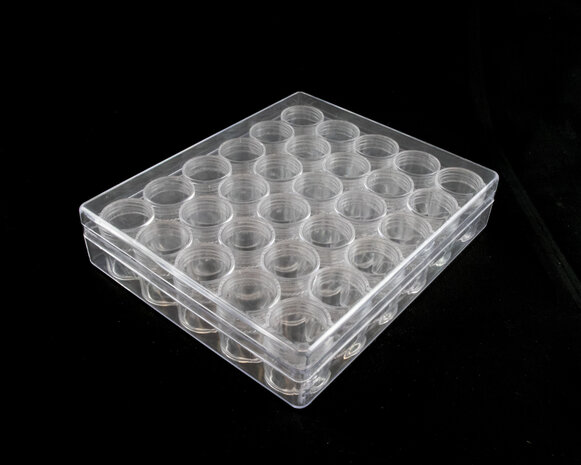 Opbergdoosje / sorteerbakje met 30 potjes hoog gesloten deksel