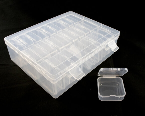 Opbergdoosje met 30 aparte bakjes 17x22.5x6 cm