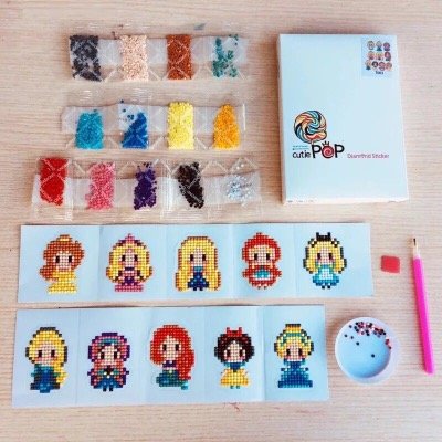 Diamond Painting Stickers - Set mini prinsessen - 10 stuks