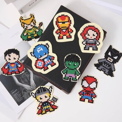 Diamond Painting Stickers - Set mini Superhelden - 9 stuks