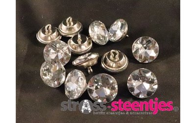 Strass knopen 18 mm crystal (per 6 stuks)