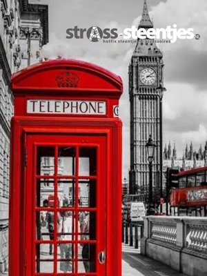 Diamond Painting pakket - Rode telefooncel bij de Big Ben in Londen 45x60 cm (full)