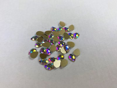 Bolle Druppel 8 mm Crystal AB Non hotfix Rhinestones figuren Superior Glamour kwaliteit (5013) (per 36 stuks)