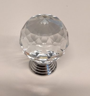 Deurknoppen 30 mm Zilveren voet Kleur Crystal