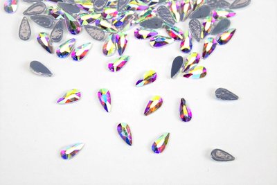 Druppel 6x3 mm Crystal AB Hotfix Rhinestones Figuren Superior kwaliteit  (1001)