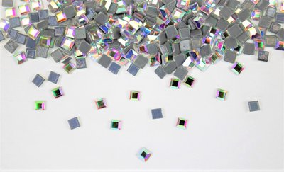 Vierkantje 2 mm Crystal AB Hotfix Rhinestones Figuren Superior kwaliteit (1049)