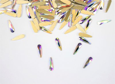 Druppel smal 10 mm Crystal AB Non hotfix Rhinestones figuren Superior Glamour kwaliteit (5007)