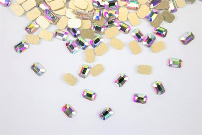 Rechthoek met schuine hoeken 6 mm Crystal AB Non hotfix Rhinestones figuren Superior Glamour kwaliteit (5071)