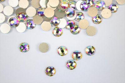 Rondje 8 mm Crystal AB Non hotfix Rhinestones figuren Superior Glamour kwaliteit (5081) (per 36 stuks)