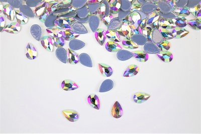 Bolle Druppel 8 mm Crystal AB Hotfix Rhinestones Figuren Superior kwaliteit (1013)