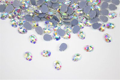 Doodshoofd 6x8 mm Crystal AB Hotfix Rhinestones Figuren Superior kwaliteit (1091)