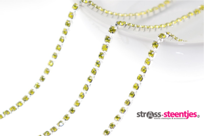Strassketting 2.8 mm (SS10) Citrine - Silver Cup