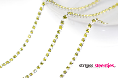 Strassketting 2.8 mm (SS10) Citrine - Silver Cup (per meter)