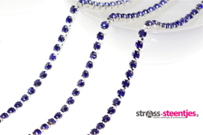 Strassketting 4 mm (SS16) Cobalt - Silver Cup